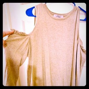 Tan Loft open shoulder long sleeved top